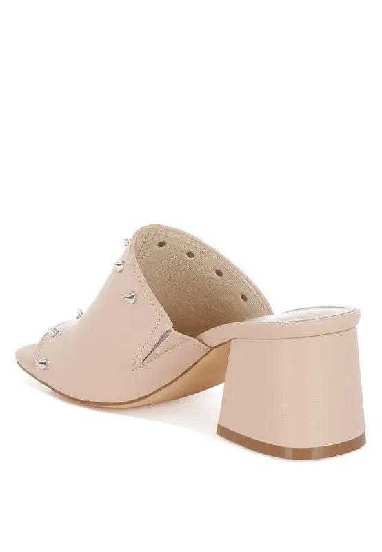 Lomela Stud Embellished Block Heel Mules for Casual Wear - Love Salve